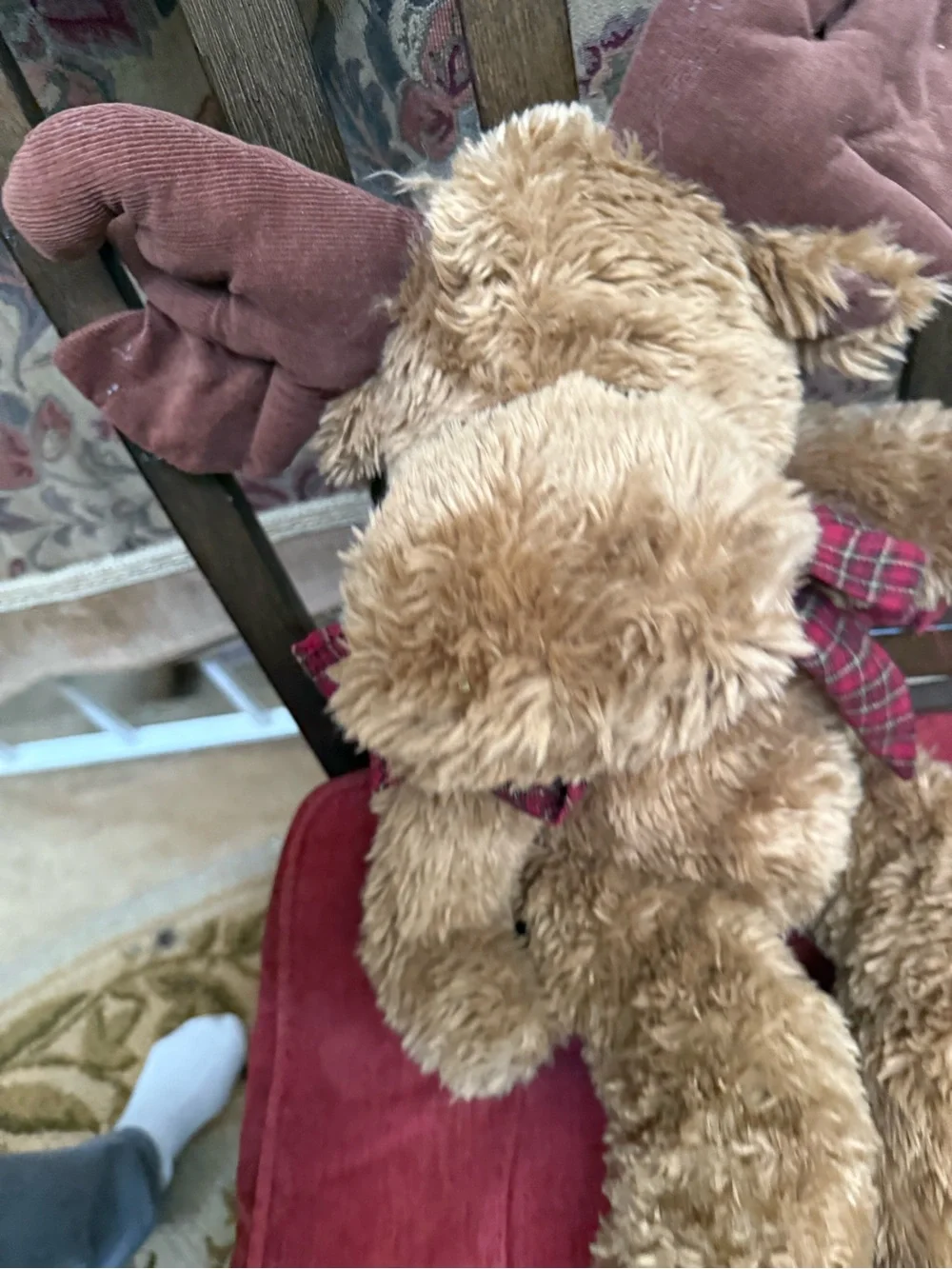 Boyds Bears Brown Plush Moose Dog Toy with Red Plaid Bow